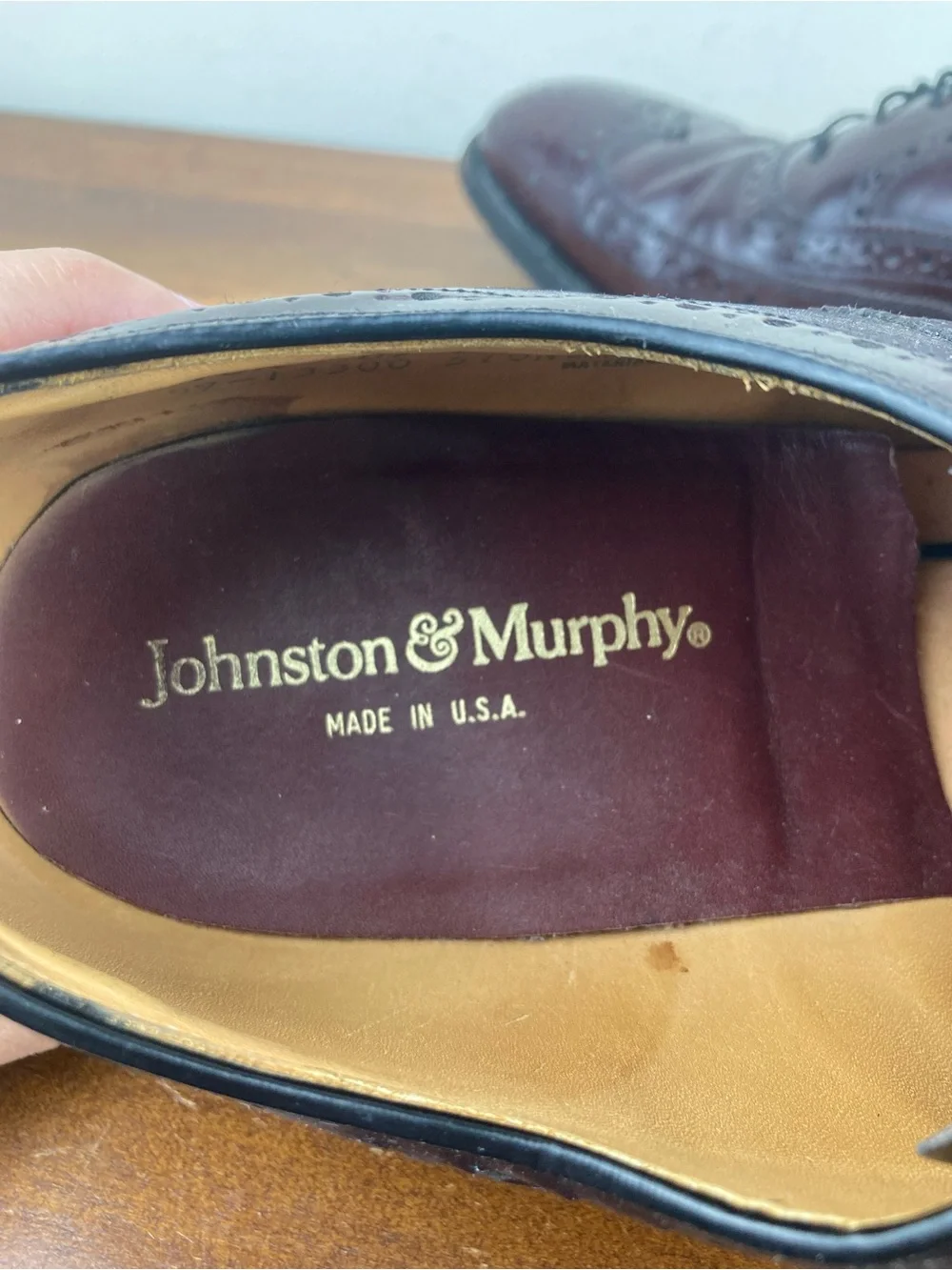 Johnston & Murphy Burgundy Wingtip Dress Shoes Men’s 10.5D Vintage Made in USA.